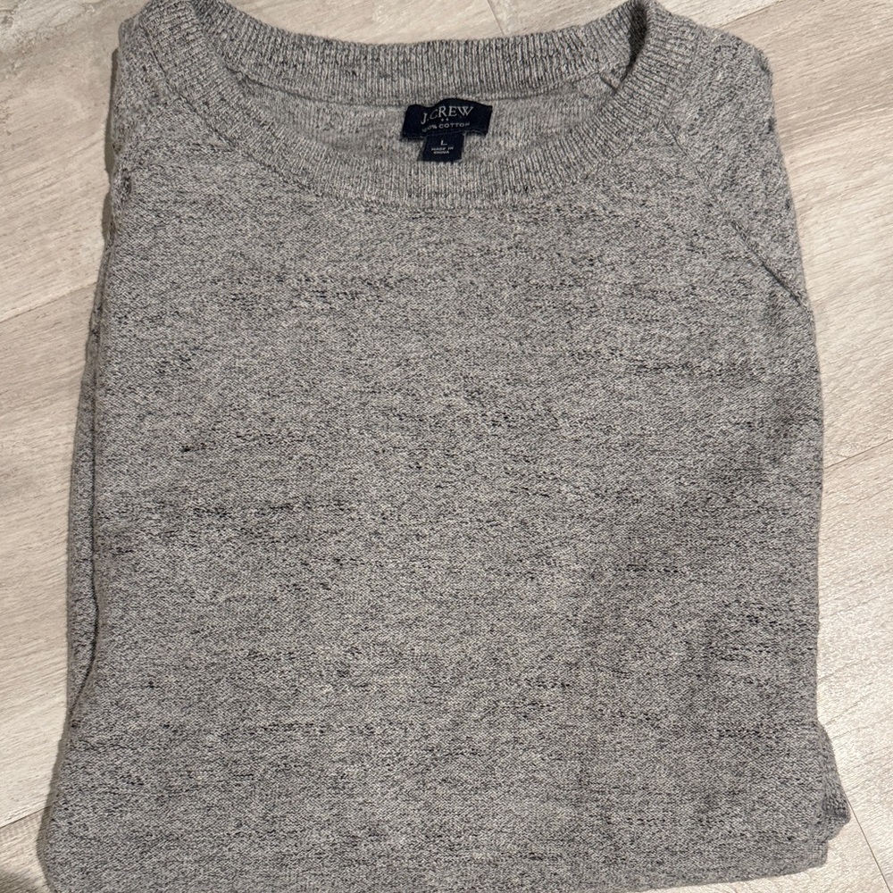 J. Crew 100% Cotton Men's Heather Gray Crewneck Sweater